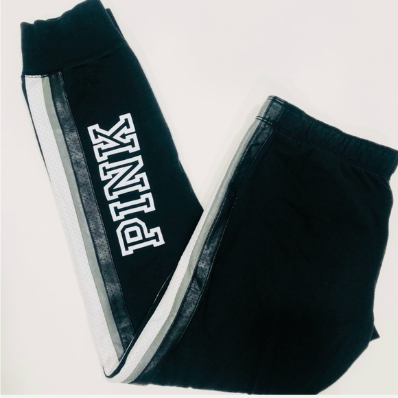 PINK Victoria's Secret Pants - VS PINK Black Faux Leather Jogger
